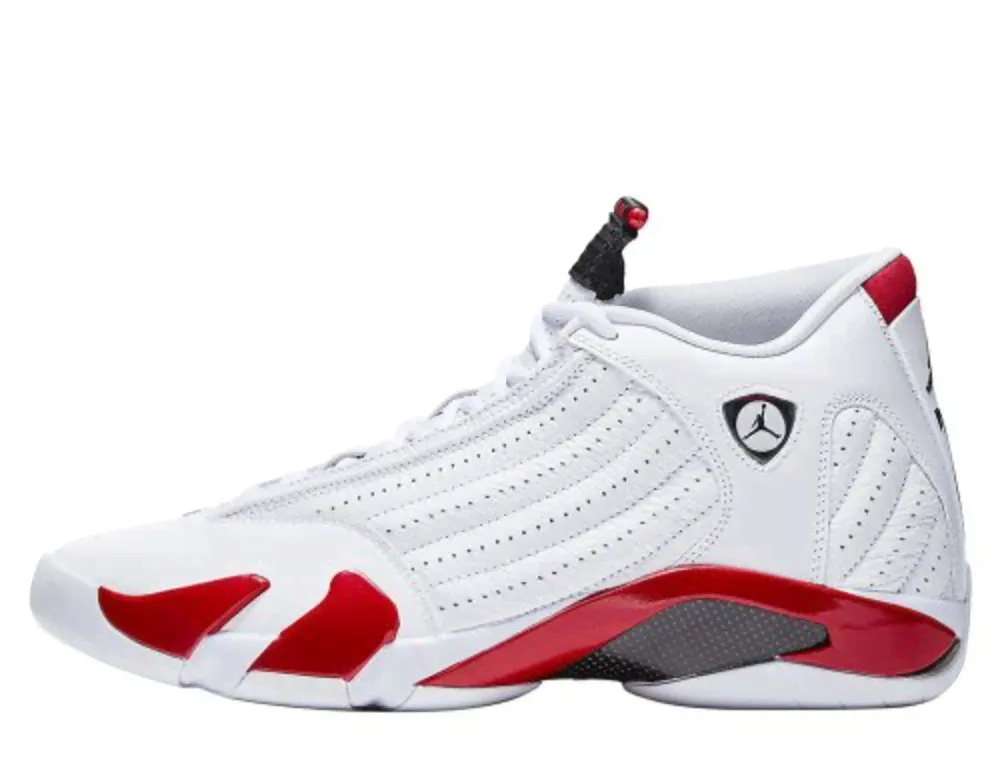 Nike Air Jordan 14 Retro, белый с красным, кожа, мужские