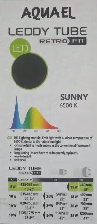Aquael Модуль освещения LEDDY TUBE RETRO FIT Sunny 18Вт (T8 1x38Вт & T5 1x54Вт)-1